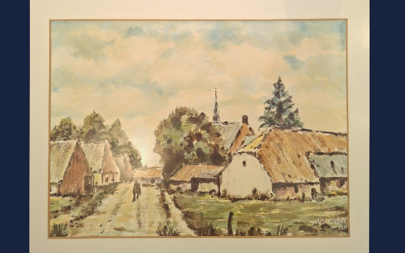 260701b Aquarel Johan Jeuken 1972 Oud Veltum - mevr. P. Poels uit Helmond.